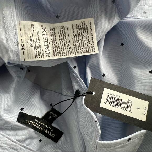 NWT Banana Republic Riley Tailored Fit Star Button Down Shirt Ling Sleeve US 2 - Picture 11 of 12